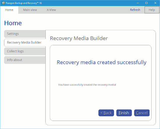Paragon Backup and Recovery 16 recovery media builder