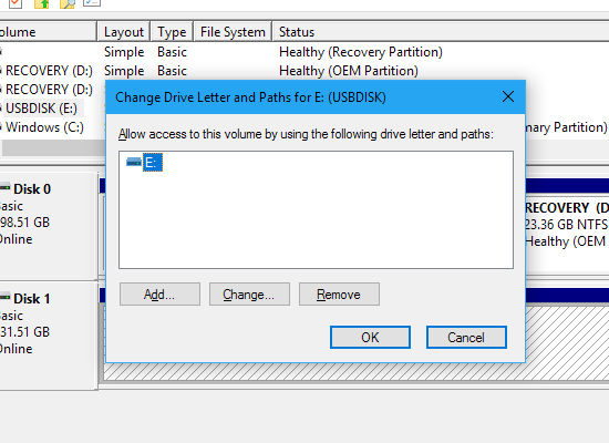The Disk Management tool in Windows - assign a drive letter to a disk