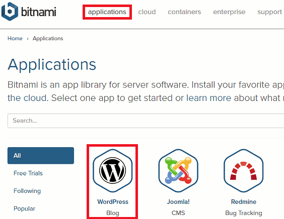 Get a WordPress virtual machine from the Bitnami website