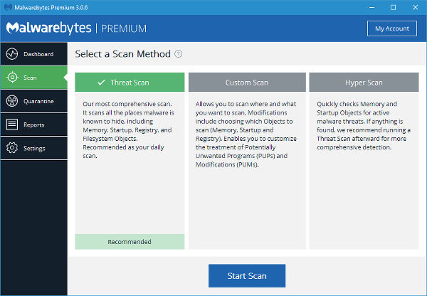 Malwarebytes 3 security software for Windows PC