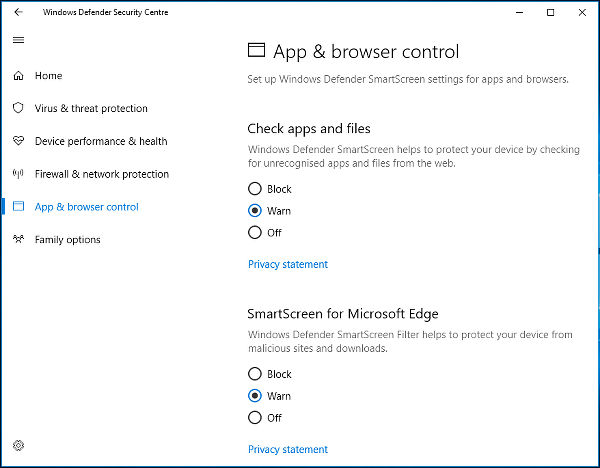 Windows Defender Security Centre in Windows 10 Creator's Update