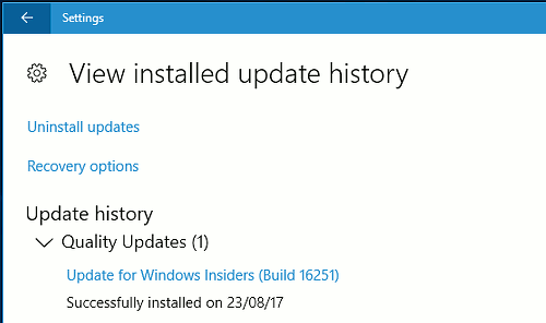 Windows Update history