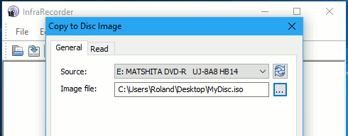 Save a .iso disc image file