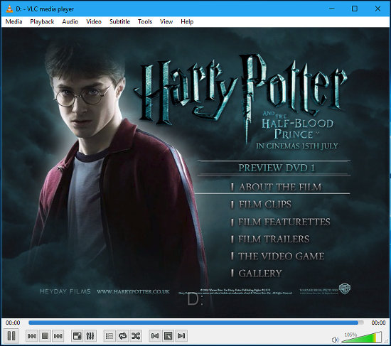 Playing a DVD in VLC media player in Windows