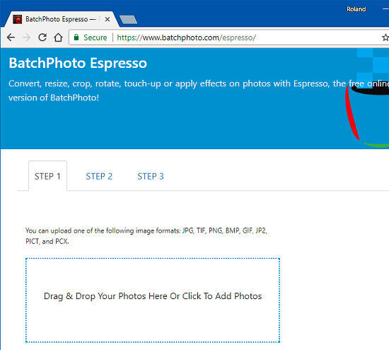 Upload multiple photos to BatchPhoto Espresso