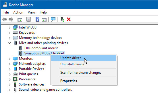 Use Device Manager in Windows to update drivers for the PC